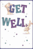 Radiating warmth and heartfelt optimism, this get well card feels like a comforting visit from old friends in Hampton Hill. Two lovable companions-a cuddly bear with gently textured fur and a playful, floppy-eared puppy-appear side by side, joyfully interacting as they hold and support the large, vivid 'Get Well' letters. The text, painted in calming indigo and teal hues, stands out brightly against the soft, creamy backdrop, echoing the cheerful palette often found in fresh bouquets from local florists. Scattered stars in shades of violet and sky blue drift across the scene, infusing the image with a gentle sense of magic and hope. The attention to tactile detail-the soft fur, the twinkle in the animals' eyes-evokes the feeling of holding a bouquet prepared with care just around the corner from the bustling heart of Hampton Hill. This card's emotional tone is one of unconditional kindness and the simple joy of wishing someone well. It's a small but powerful gesture, as uplifting as receiving a floral delivery on a difficult day, and perfectly suited for bringing a smile to a neighbor's door or a loved one's bedside.